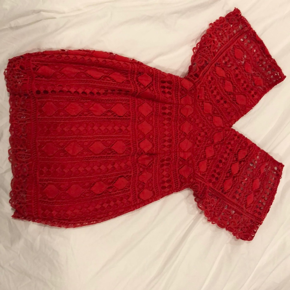 Cute red lace dress from lulus